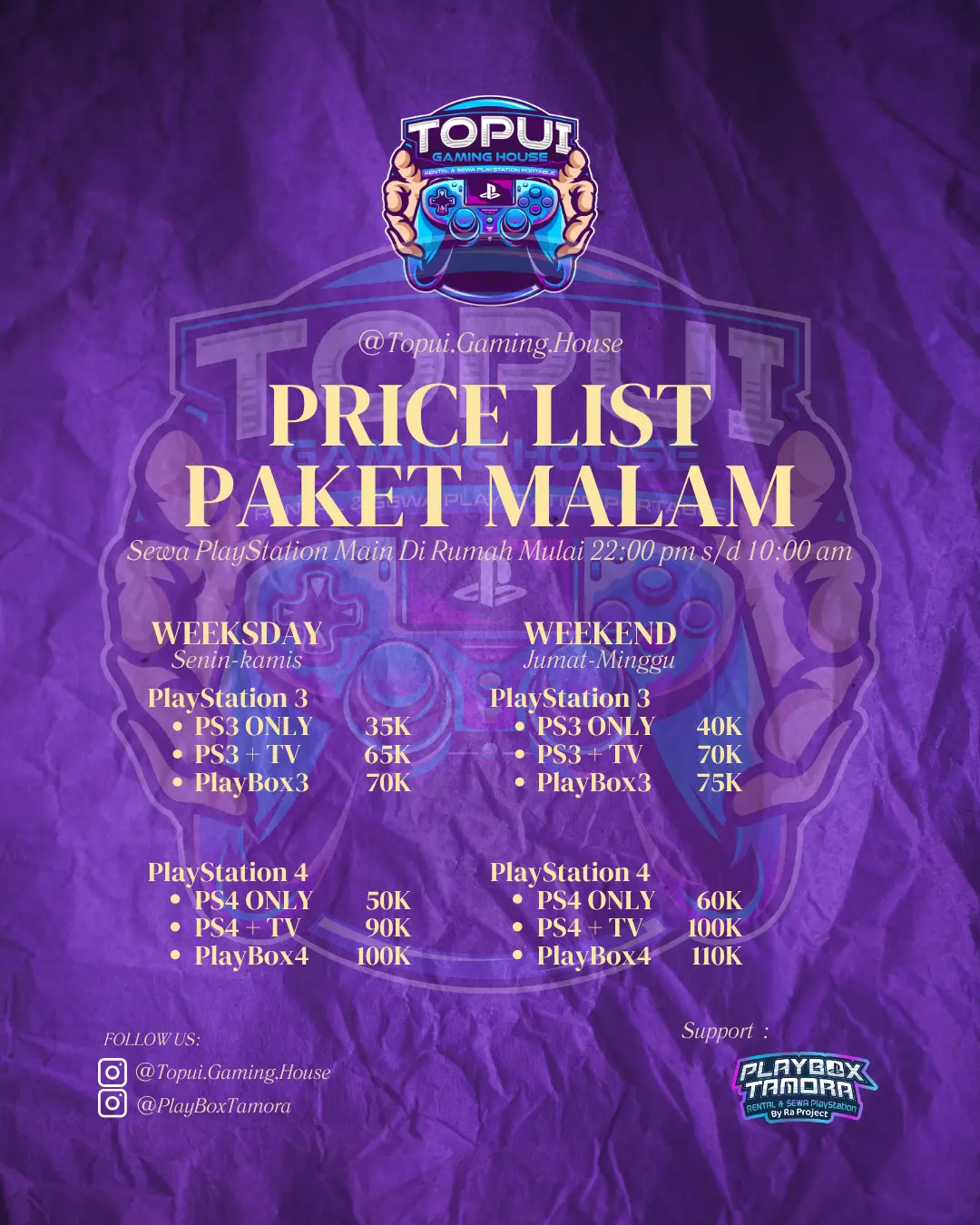 Paket Malam Sewa PlayStation Tanjung Morawa